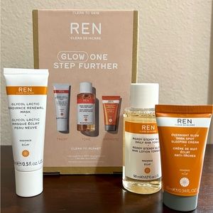 REN Glow One Step Further Set: Mask AHA Toner Overnight Dark Spot Sleeping Mask